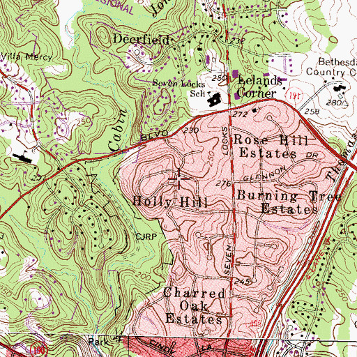 Topographic Map of Holly Hill, MD