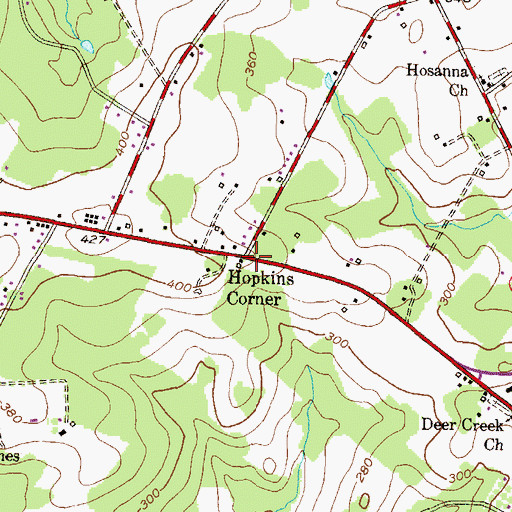 Topographic Map of Hopkins Corner, MD