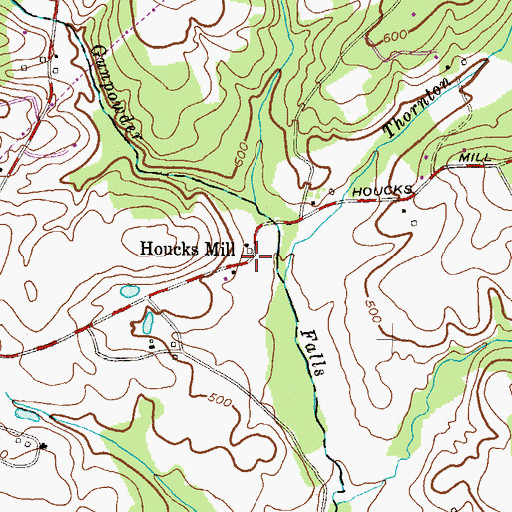 Topographic Map of Houcks Mill, MD