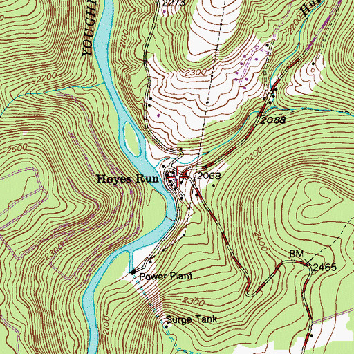 Topographic Map of Hoyes Run, MD