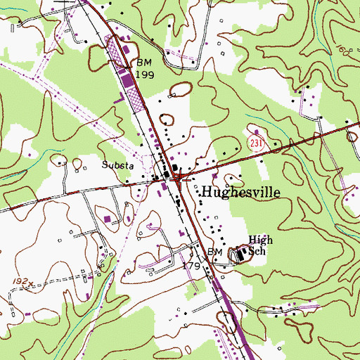 Topographic Map of Hughesville, MD