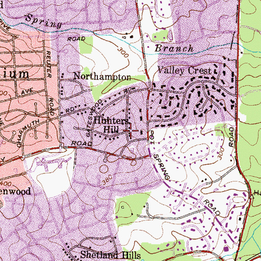 Topographic Map of Hunters Hill, MD