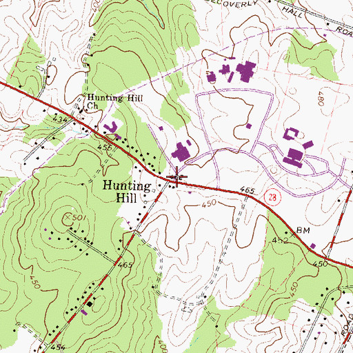 Topographic Map of Hunting Hill, MD