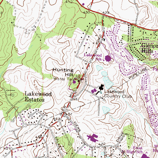 Topographic Map of Hunting Hill, MD