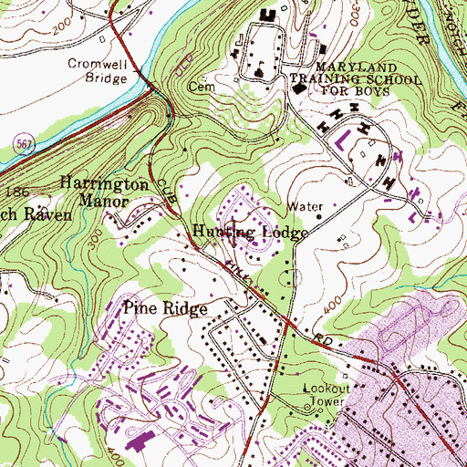 Topographic Map of Hunting Lodge, MD