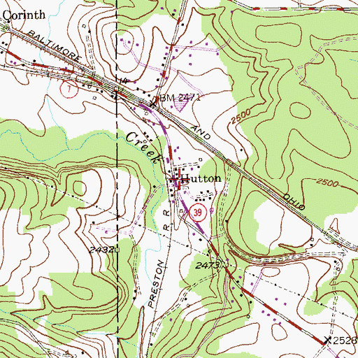Topographic Map of Hutton, MD