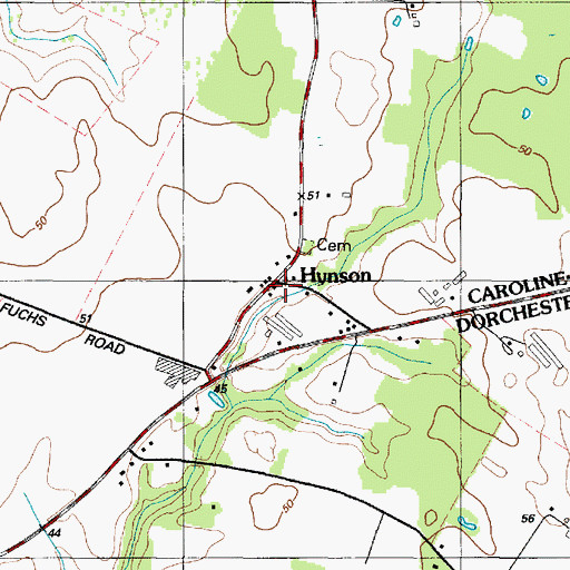 Topographic Map of Hynson, MD