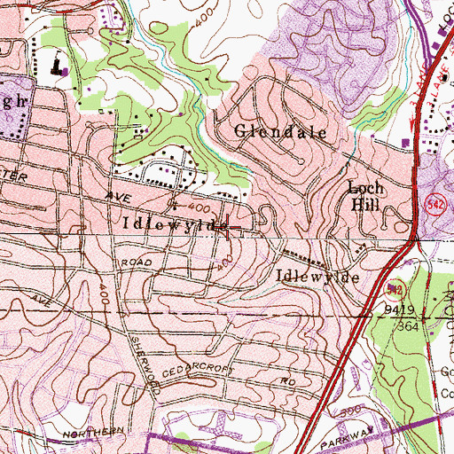 Topographic Map of Idlewylde, MD