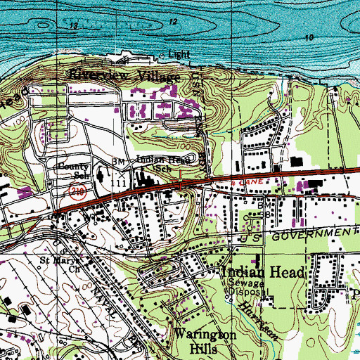 Topographic Map of Indian Head, MD