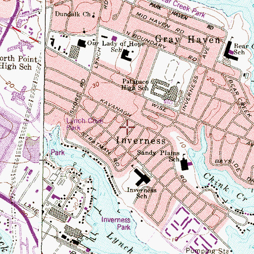 Topographic Map of Inverness, MD