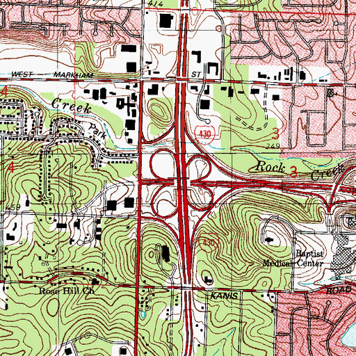 Topographic Map of Interchange 6, AR