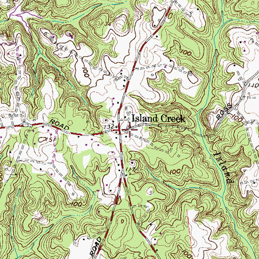 Topographic Map of Island Creek, MD