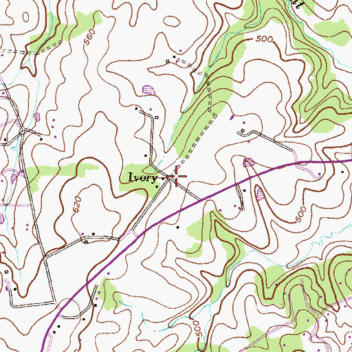Topographic Map of Ivory, MD