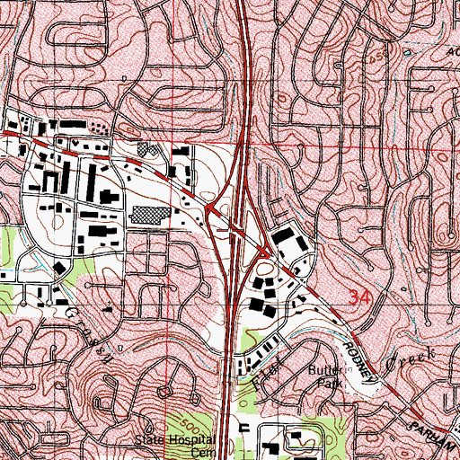 Topographic Map of Interchange 8, AR