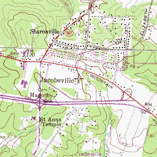 Topographic Map of Jacobsville, MD