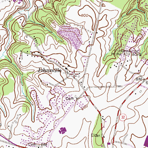 Topographic Map of Johnsville, MD