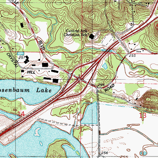 Topographic Map of Interchange 12, AR