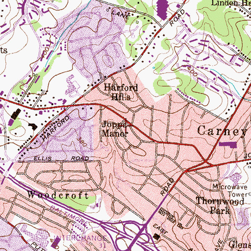 Topographic Map of Joppa Manor, MD