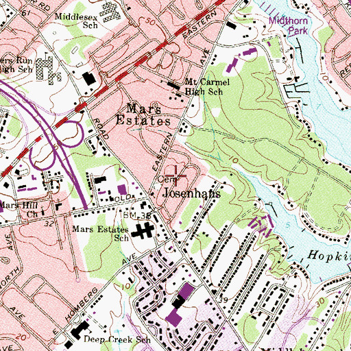 Topographic Map of Josenhans, MD
