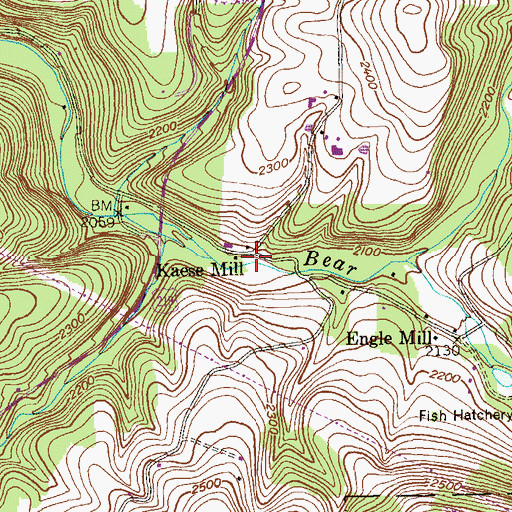 Topographic Map of Kaese Mill, MD