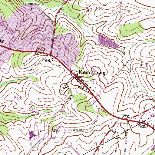 Topographic Map of Kemptown, MD