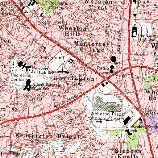 Topographic Map of Kensington View, MD