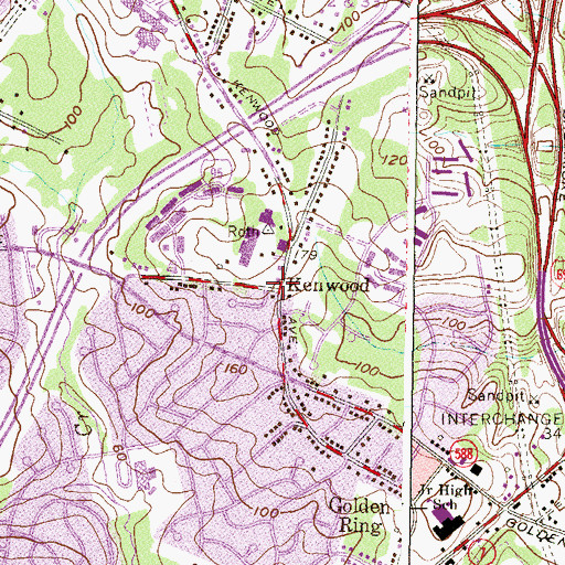 Topographic Map of Kenwood, MD