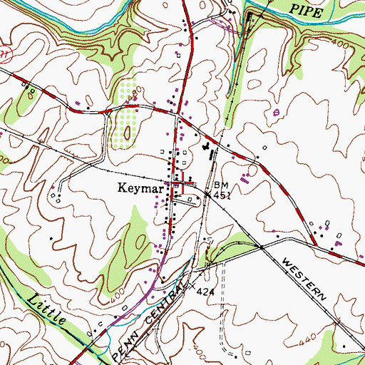 Topographic Map of Keymar, MD