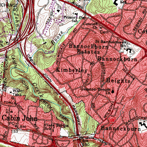 Topographic Map of Kimberley, MD