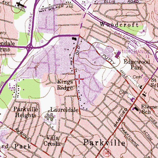 Topographic Map of Kings Ridge, MD