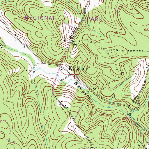 Topographic Map of Kingsley, MD