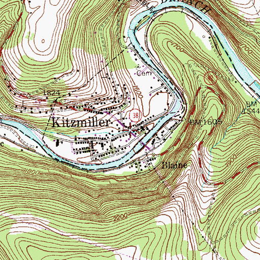 Topographic Map of Kitzmiller, MD