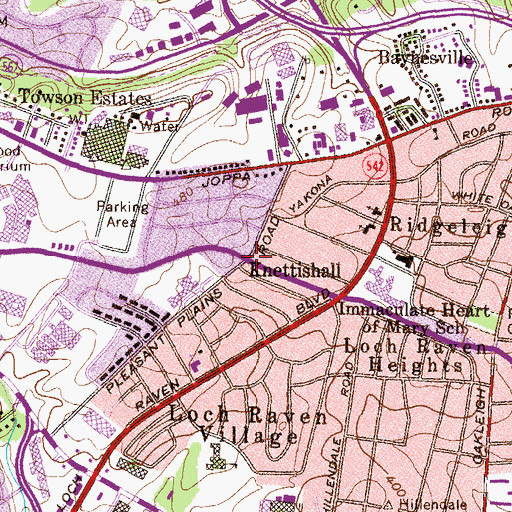 Topographic Map of Knettishall, MD