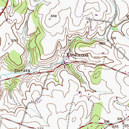 Topographic Map of Knollwood, MD