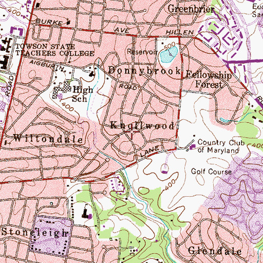 Topographic Map of Knollwood, MD