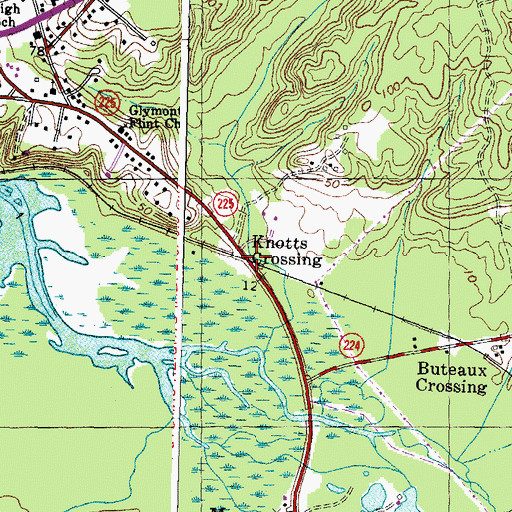 Topographic Map of Knotts Crossing, MD