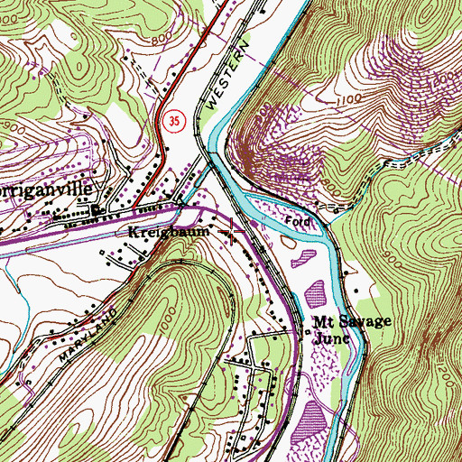 Topographic Map of Kreigbaum, MD