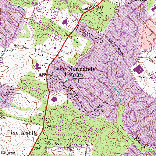 Topographic Map of Lake Normandy Estates, MD