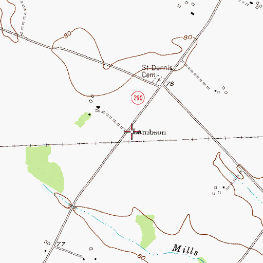 Topographic Map of Lambson, MD
