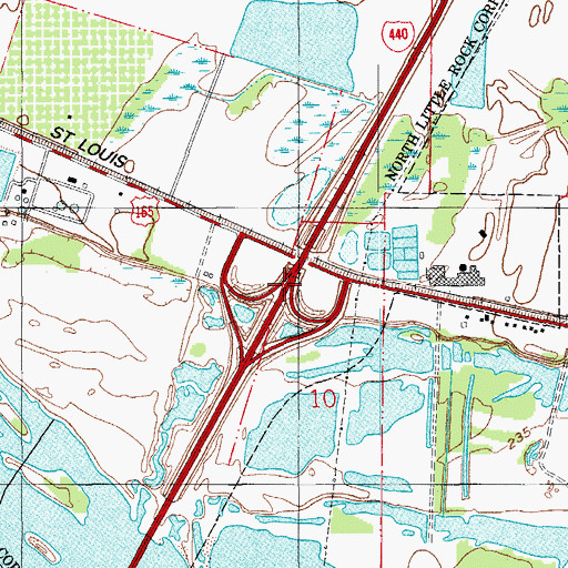 Topographic Map of Interchange 7, AR