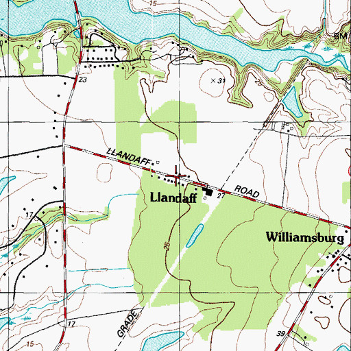 Topographic Map of Llandaff, MD