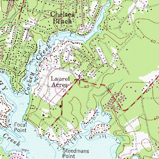 Topographic Map of Laurel Acres, MD