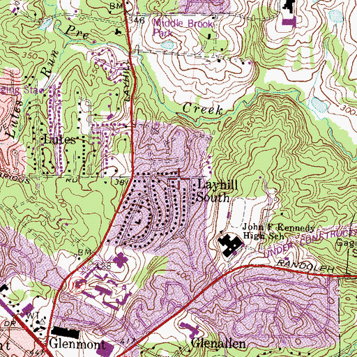 Topographic Map of Layhill South, MD
