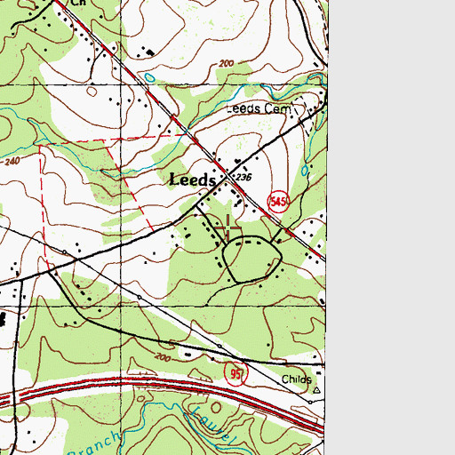 Topographic Map of Leeds, MD
