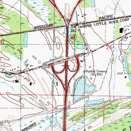 Topographic Map of Interchange 10, AR