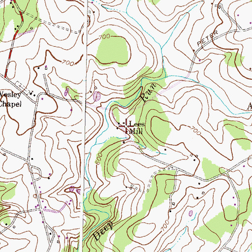 Topographic Map of Lees Mill, MD