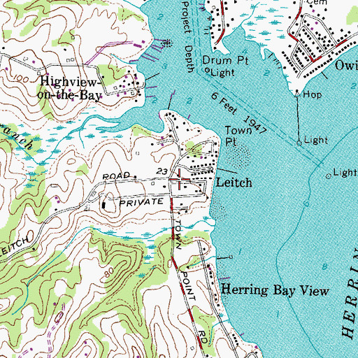 Topographic Map of Leitch, MD