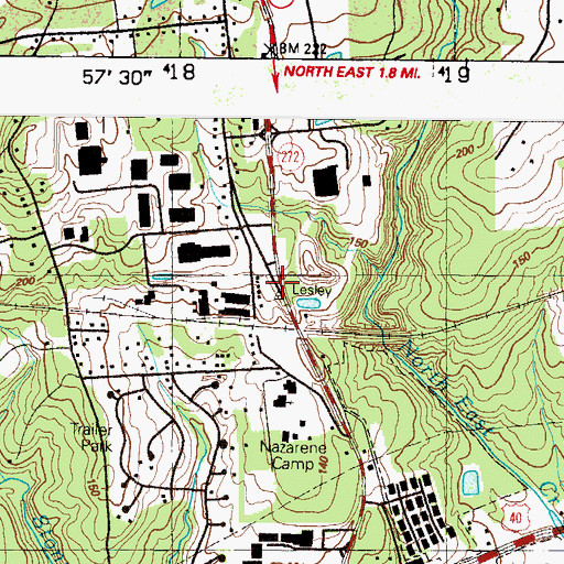 Topographic Map of Leslie, MD