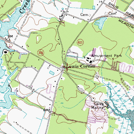 Topographic Map of Lewis Corner, MD