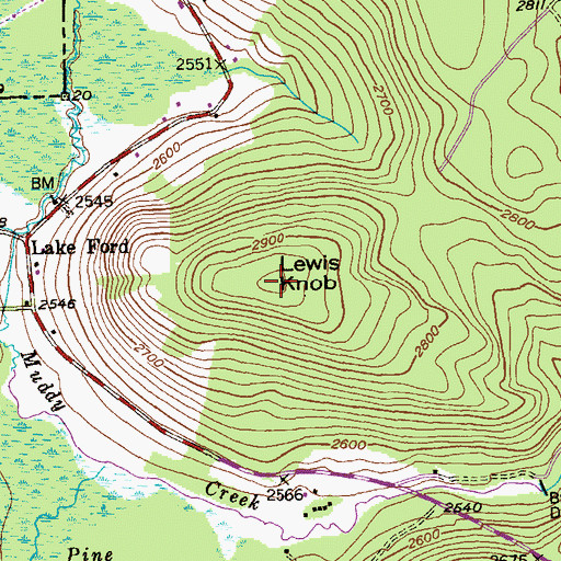 Topographic Map of Lewis Knob, MD